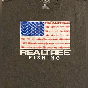 Real tree American Flag fishing T-Shirt